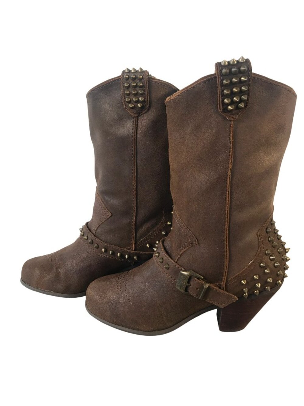 Betsey Johnson Yendell Womens Spike Brown Leather Cowgirl Western Boots 10 M